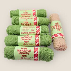 Lot of 6 Lady Handicraft Tapestry Yarn Columbia-Minerva 40 Yd Virgin Wool New